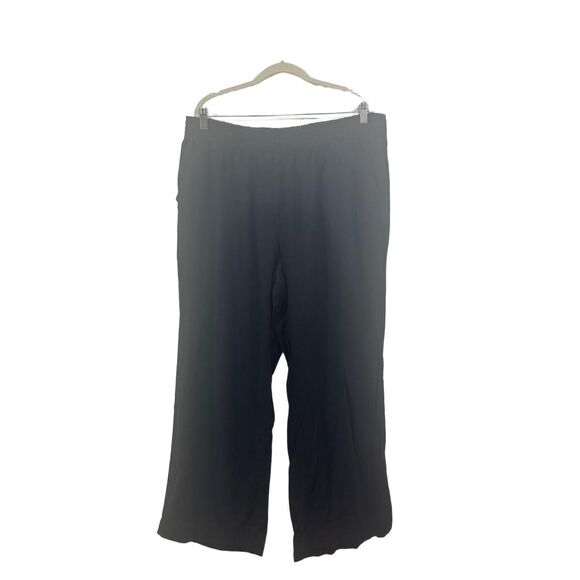 BRIGGS Wide Leg Linen Blend Pants Women Size XXL Black Elastic Waist Comfortable - Picture 1 of 14